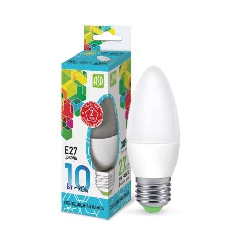 купить Лампа светодиодная LED-свеча-standard 10Вт 230В E27 4000К 900Лм ASD 4690612015545