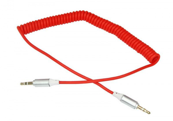 купить Кабель аудио AUX 3.5мм шнур спираль 1м красн. Rexant 18-4016