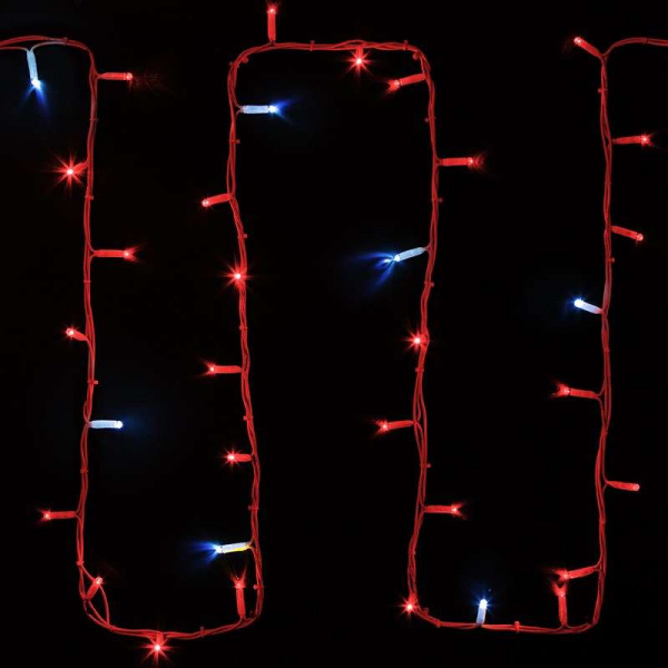 купить Гирлянда модульная "Дюраплей LED" 20м 200LED мерцающий "Flashing" (каждый 5-й диод) красн. провод бел. каучук Neon-Night 315-182