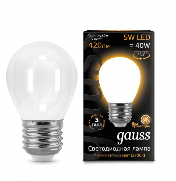 купить Лампа светодиодная Filament Шар E27 5Вт 2700К OPAL GAUSS 105202105