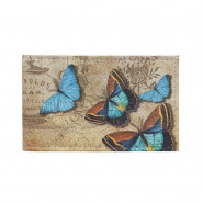 купить Визитница из нат. кожи Голубые бабочки 16 кармашков, 10,5 см х 7 см 1089