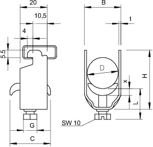 купить Скоба U-образная зажим. D46-52 гор. оцинк. 2056N M 52 FT OBO 1155482