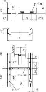 купить Лоток лестничный 300х45 L6000 сталь 1.25мм LG 430 NS 6 FT OBO 6200608