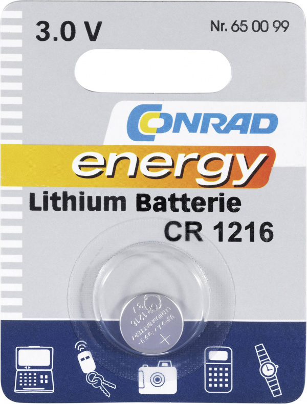 купить Conrad energy CR1216 Knopfzelle CR 1216 Lithium 25