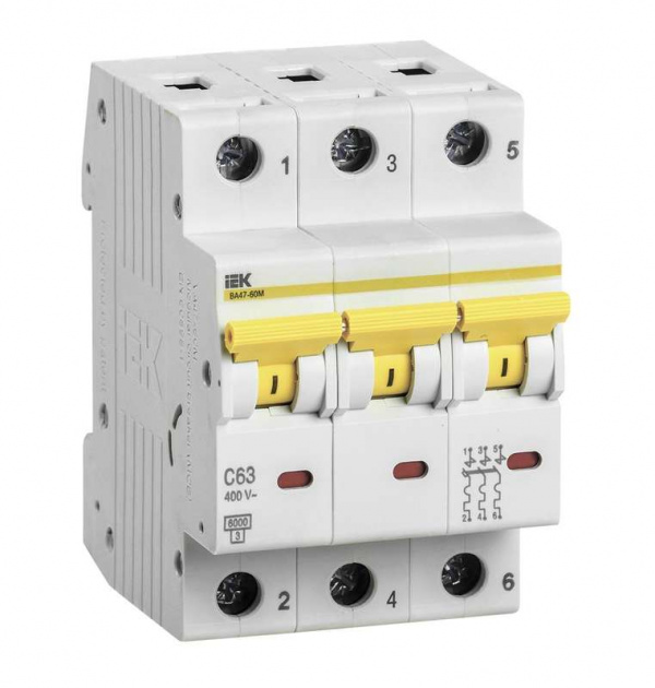 купить Выключатель автоматический модульный 3п C 16А 6кА ВА47-60M ИЭК MVA31-3-016-C