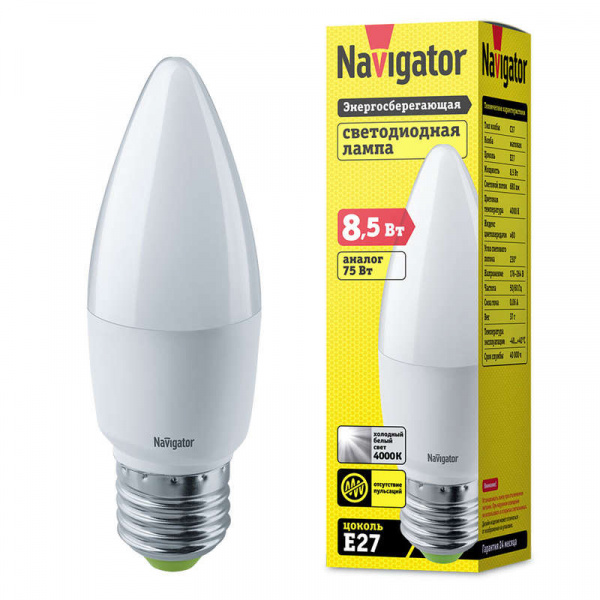 купить Лампа светодиодная 61 328 NLL-C37-8.5-230-4К-E27-FR Navigator 61328