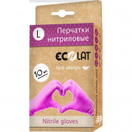 купить Перчатки одноразовые EcoLat нитрил розовые р-р L 10 шт./уп.