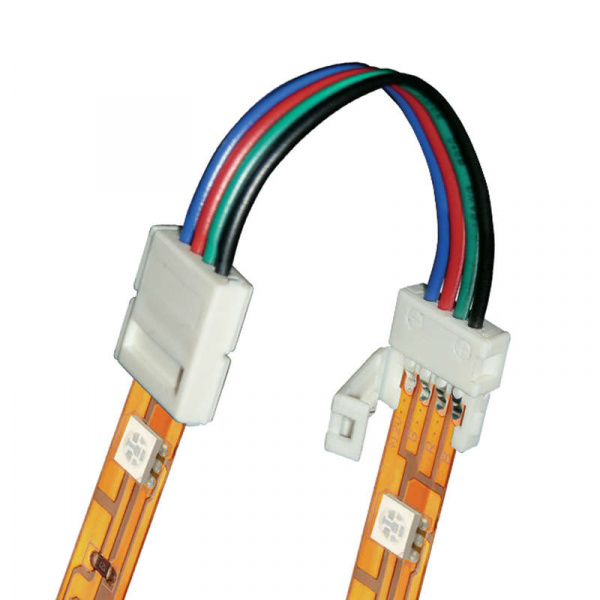 купить Коннектор (провод) UCX-SS4/B20-RGB WHITE 020 POLYBAG для соединения светодиодных лент 5050 RGB между собой 4 контакта IP20 бел. (уп.20шт) Uniel 06613
