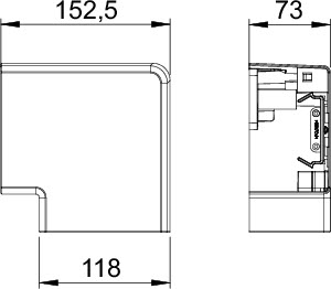 купить Угол кабель-канала плоский Rapid 80 70х110мм ABS-пластик GK-FH70110RW бел. OBO 6274220