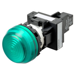 купить M22N-BG-TGA-GC Omron Indicator (Cylindrical 22-dia.), Cylindrical type (22/25 mm dia.), Plastic semi-spherical, Lighted, LED, Green, 24 VAC/VDC, Screw terminal (M3.5), IP66