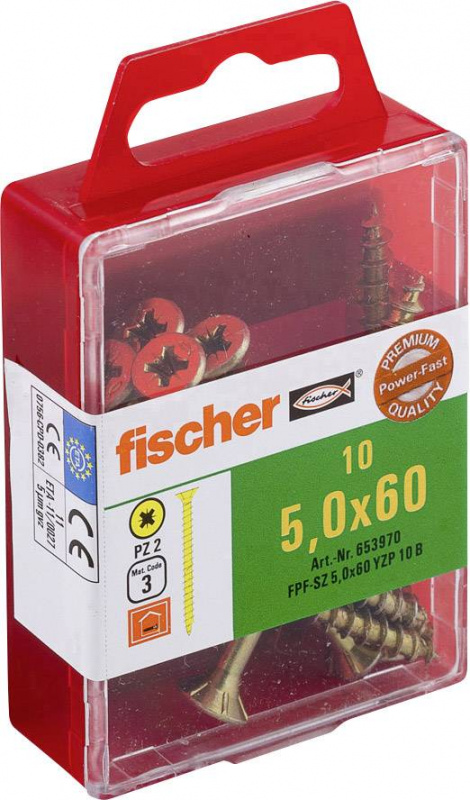купить Fischer  653970 Senkkopfschrauben 5 mm 60 mm Kreuz
