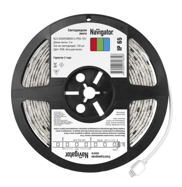 купить Лента светодиодная 71 834 NLS-5050RGBM30-5-IP65-12V 5Вт/м "Бегущая волна" (уп.5м) Navigator 71834