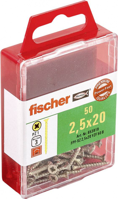 купить Fischer  653919 Senkkopfschrauben 2.5 mm 20 mm Kre