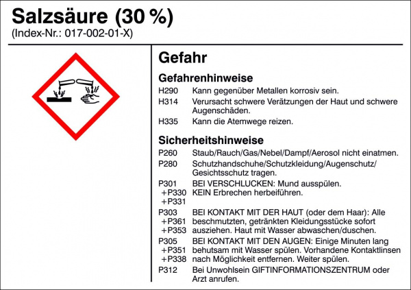 купить Gefahrstoffetikett G018 Salzsaeure (30%)  Folie sel