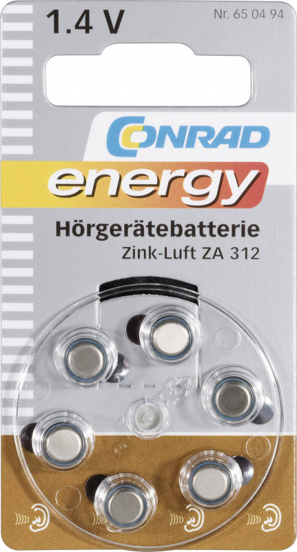 купить Conrad energy  Knopfzelle ZA 312 Zink-Luft 160 mAh