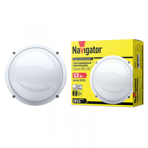 купить Светильник светодиодный 94 826 NBL-R1-12-4K-WH-IP65-LED 12Вт 4000К IP65 (аналог НПП 1101 бел. круг) Navigator 94826