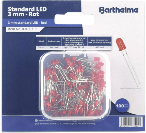 купить Barthelme  LED-Sortiment  Rot Rund 3 mm 600 mcd 30