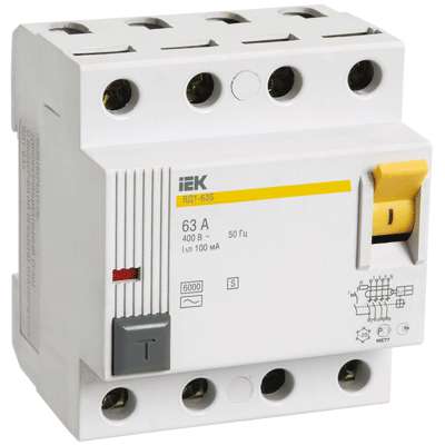 купить Выключатель дифференциального тока (УЗО) 4п 25А 300мА тип ACS ВД1-63 ИЭК MDV12-4-025-300