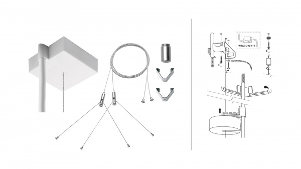 купить LI99001721 Schrack Technik Seilabhängung Set mit eckiger Deckenrosette für SAR LED weiß