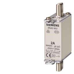 купить 3NA3804 Siemens LV HRC FUSE LINK GL/GG WITH NON-INSULATED GRIP LUGS / WITH FRONT INDICATOR SIZE 000, 4A, AC 500V/DC 250V