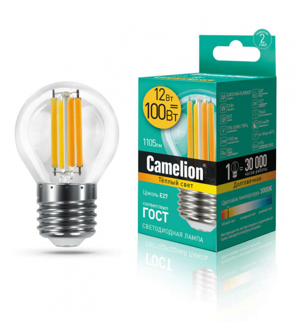 купить Лампа светодиодная LED12-G45-FL/830/E27 12Вт 220В Camelion 13714