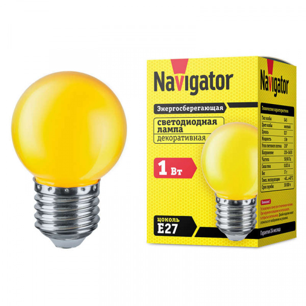 купить Лампа светодиодная 71 830 NLL-G45-1-230-Y-E27 1Вт шар E27 230В Navigator 71830