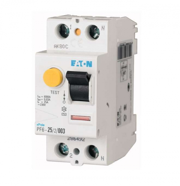 купить Выключатель дифференциального тока (УЗО) 2п 16А 30мА тип AC PF6-16/2/003 EATON 119429