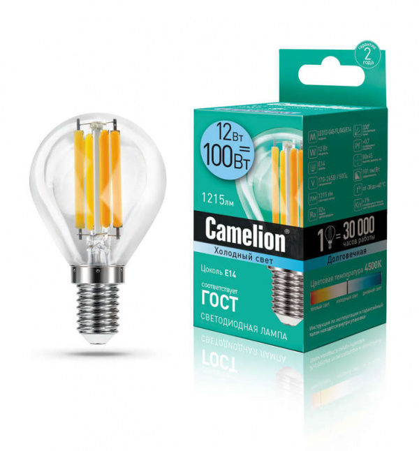 купить Лампа светодиодная LED12-G45-FL/845/E14 12Вт 220В Camelion 13713
