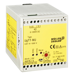 купить UgTT1000V_0/4-20mA_0/2-10V_UH21-265VAC/DC Muller Ziegler Transducer for Direct Voltage CAT III 1000V