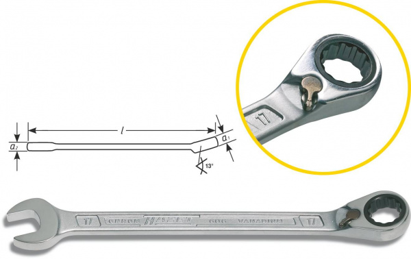 купить Knarren-Ring-Maulschluessel  17 mm  Hazet  606-17