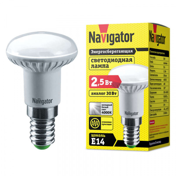 купить Лампа светодиодная 94 134 NLL-R39-2.5-230-4.2K-E14 2.5Вт 4200К белый E14 238лм 170-260В Navigator 94134