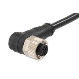 купить 1200659522 Molex M12 Single-Ended Cordset, Female / Micro-Change® (M12) Single-Ended Cordset with Knurled Hexnut, 5 Poles, Female (90°) to Pigtail, 22 AWG, Grey 5th Wire, 1.0m (3.28') Length