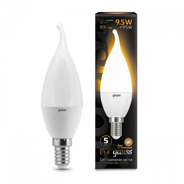 купить Лампа светодиодная Led Candle tailed E14 9.5Вт 3000К Gauss 104101110