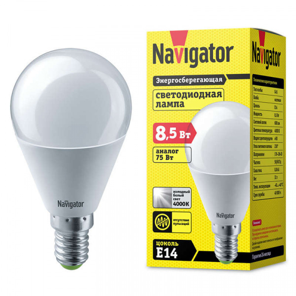 купить Лампа светодиодная 61 334 NLL-G45-8.5-230-4К-E14 Navigator 61334
