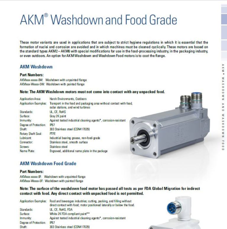 Серводвигатели AKM Washdown и Washdown Food_англ