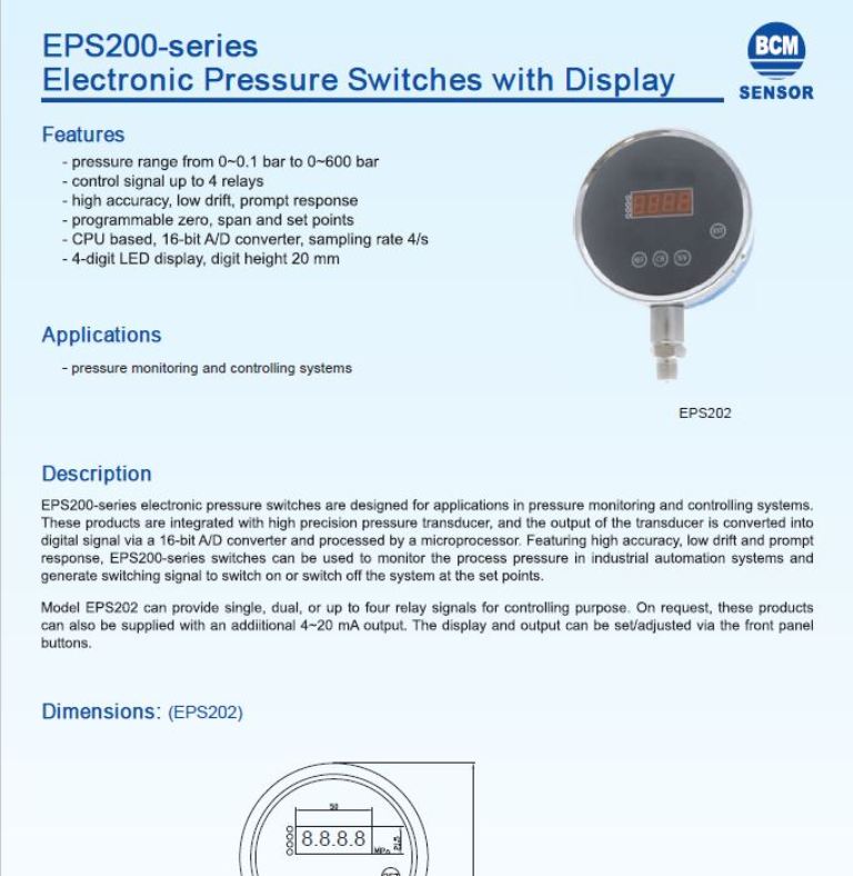 Реле давления EPS202 с дисплеем_англ