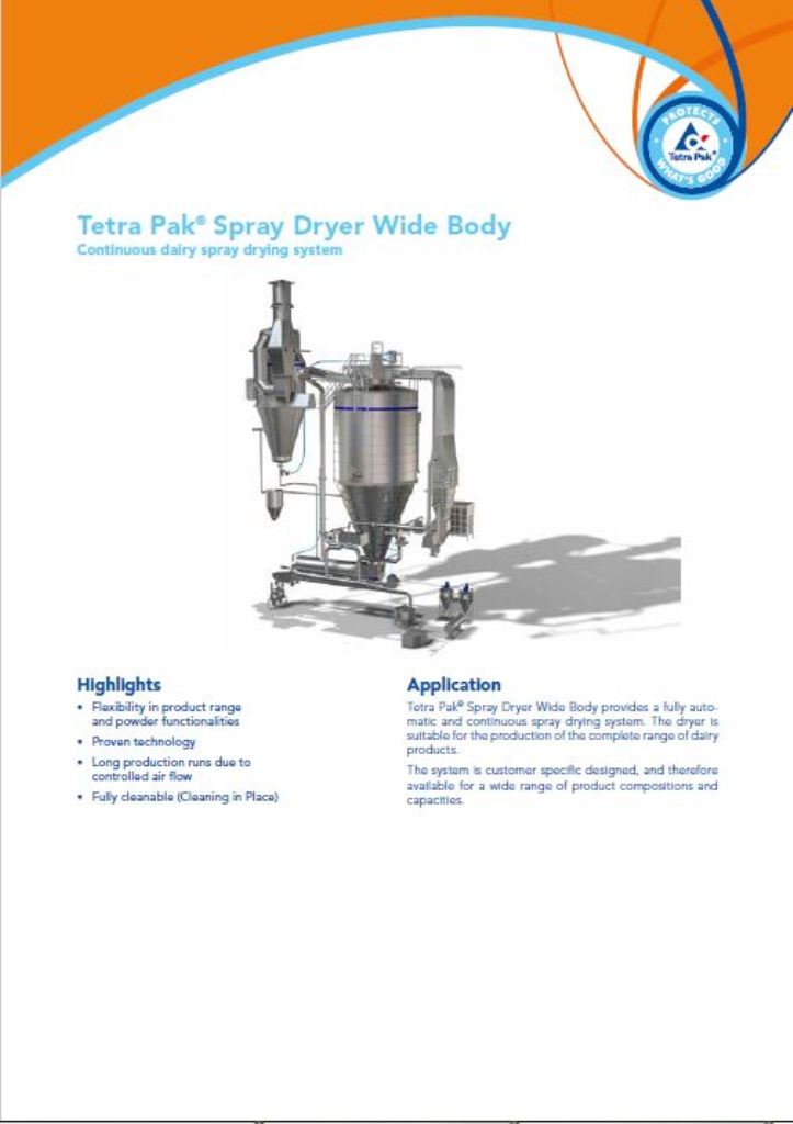 Распылительная сушка Tetra Pak® Spray Dryer Wide Body_англ