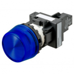M22N-BP-TAA-AA Omron Indicator (Cylindrical 22-dia.), Cylindrical type (22/25 mm dia.), Plastic projected, Lighted, LED, Blue, 6 VAC/VDC, Screw terminal (M3.5), IP66