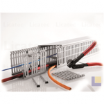 7383-1 Licatec Control Panel Trunking Terminal F 2000 halogenfree / produced according to: VDE 0604 2-3; Material: PC/ ABS Blend slicone-, cadmium- and hlogenfree; Colour: RAL 7035 grey; notch points at the slids and base of trunking, perforated base acco