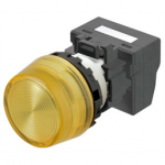 M22N-BP-TYA-YA-P Omron Indicator (Cylindrical 22-dia.), Cylindrical type (22/25 mm dia.), Plastic projected, Lighted, LED, Yellow, 6 VAC/VDC, Push-In Plus Terminal Block, IP66