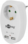 Goobay 40885 Zwischensteckdose mit USB  2polig Wei