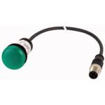 185125 Eaton Indicator light, classic, flat, green, 24 V AC/DC, cable (black) with m8 plug, 4 pole, 0.2 m