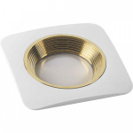 Светильник декоративный встраиваемый DLS-V102 GU5.3 WHITE+GOLD "Vernissage" квадрат без лампы GU5.3 металл бел. отделка зол. литой Fametto 10725