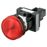M22N-BN-TRA-RC Omron Indicator (Cylindrical 22-dia.), Cylindrical type (22/25 mm dia.), Plastic flat, Lighted, LED, Red, 24 VAC/VDC, Screw terminal (M3.5), IP66