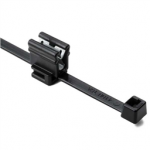 156-00588 HellermannTyton Cable Tie and Edge Clip, 50lb, 7.9" Long, EC4B, Panel Thickness .04"-.12", PA66UV, Black, 100/bag