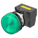 M22N-BN-TGA-GD-P Omron Indicator (Cylindrical 22-dia.), Cylindrical type (22/25 mm dia.), Plastic flat, Lighted, LED, Green, 100 VAC, Push-In Plus Terminal Block, IP66