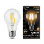 Лампа светодиодная Filament A60 E27 8Вт 2700К GAUSS 102802108