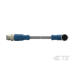 T4162124004-001 TE Connectivity M12 to M12 Cable Assembly Double-Ended Straight Male To Right Angle Female / 500 mm PUR Cable, 4 wire / Shielded