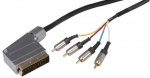 Шнур SCART Plug - 4RCA Plug 1.5м (GOLD) металл Rexant 17-1422