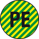 Etiketten PE, Schutzleiter  Folie selbstklebend (d